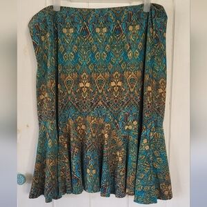 Chaps A-Line Pull On Blue Geometric Swing Skirt